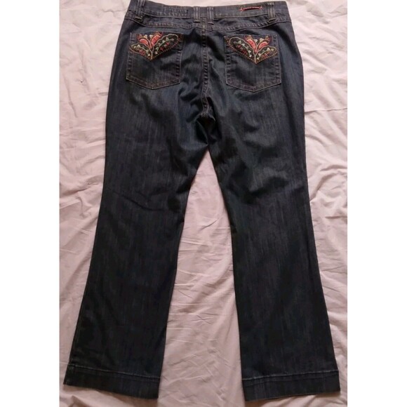 Vigoss Jeans Boot Cut High Rise Blue Denim Embroidered Pockets Womens Size 22 - Picture 1 of 11